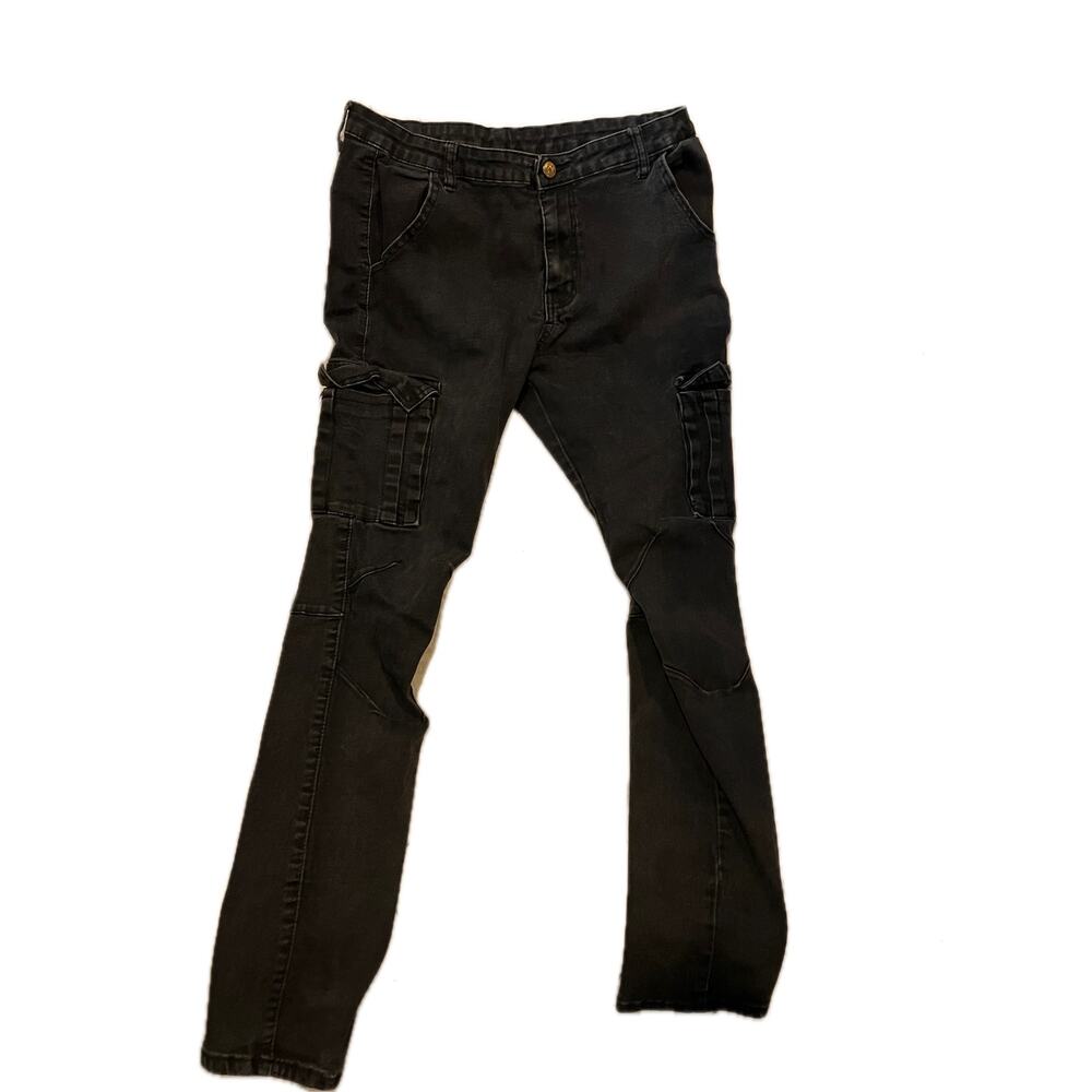 Hungson Cargo Black Slim Jeans Mens 32x28